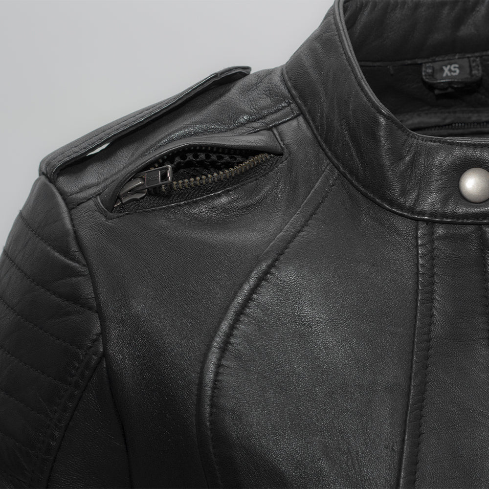 Biker - Women's Motorcycle Leather Jacket - Image 3