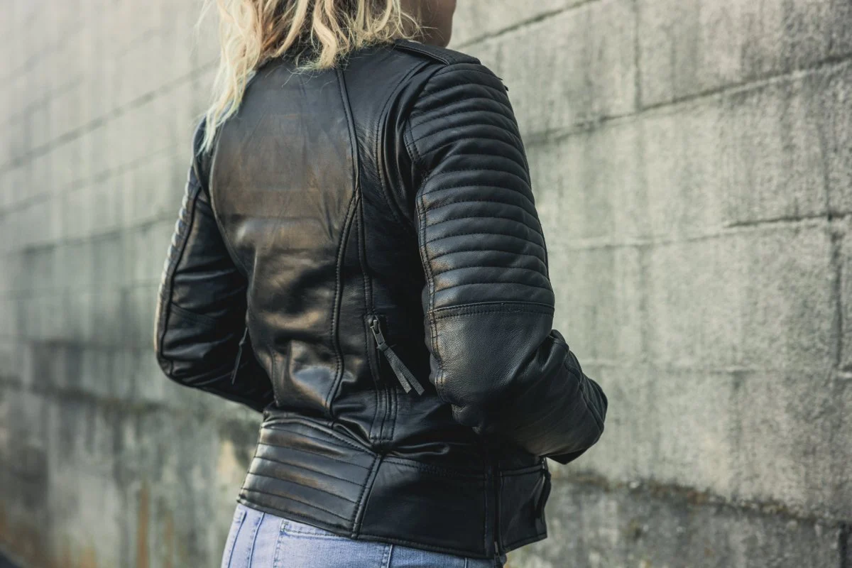 Biker - Women's Motorcycle Leather Jacket - Image 5