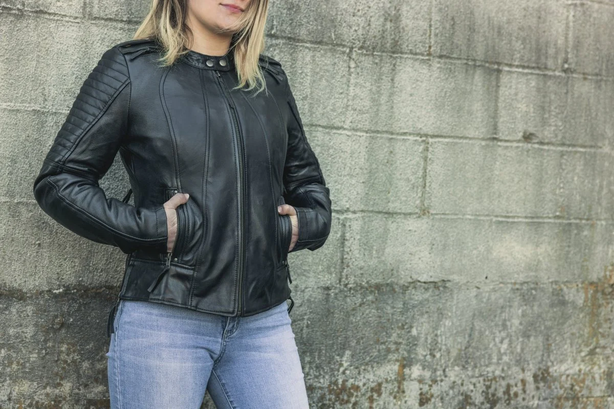 Biker - Women's Motorcycle Leather Jacket - Image 6