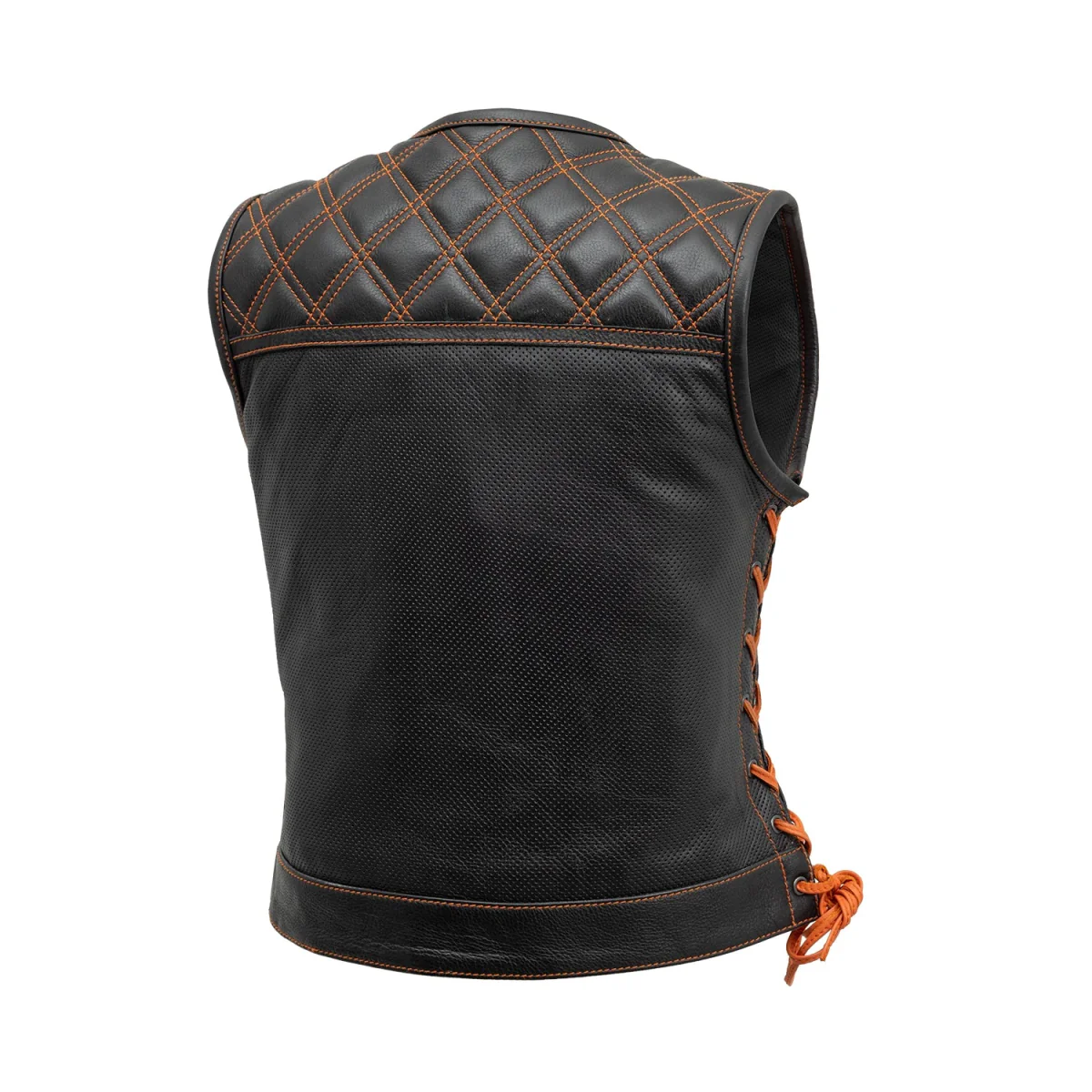 Bonnie Perforated Women's Motorcycle Leather Vest - Image 7