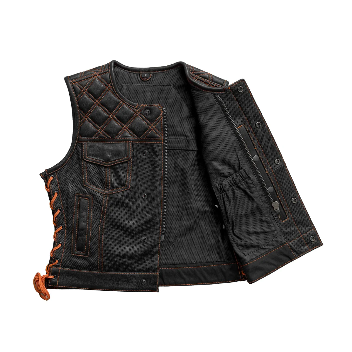 Bonnie Perforated Women's Motorcycle Leather Vest - Image 8