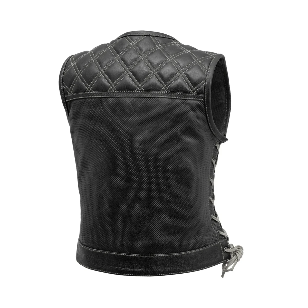 Bonnie Perforated Women's Motorcycle Leather Vest - Image 12