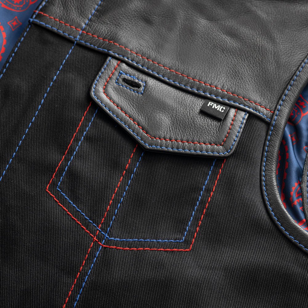 Colossus - Men's Leather/Twill Motorcycle Vest - Limited Edition - Image 4