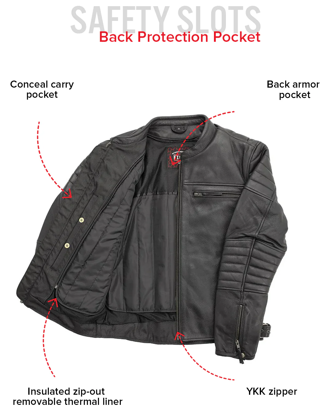 Commuter Men's Motorcycle Leather Jacket - Image 15