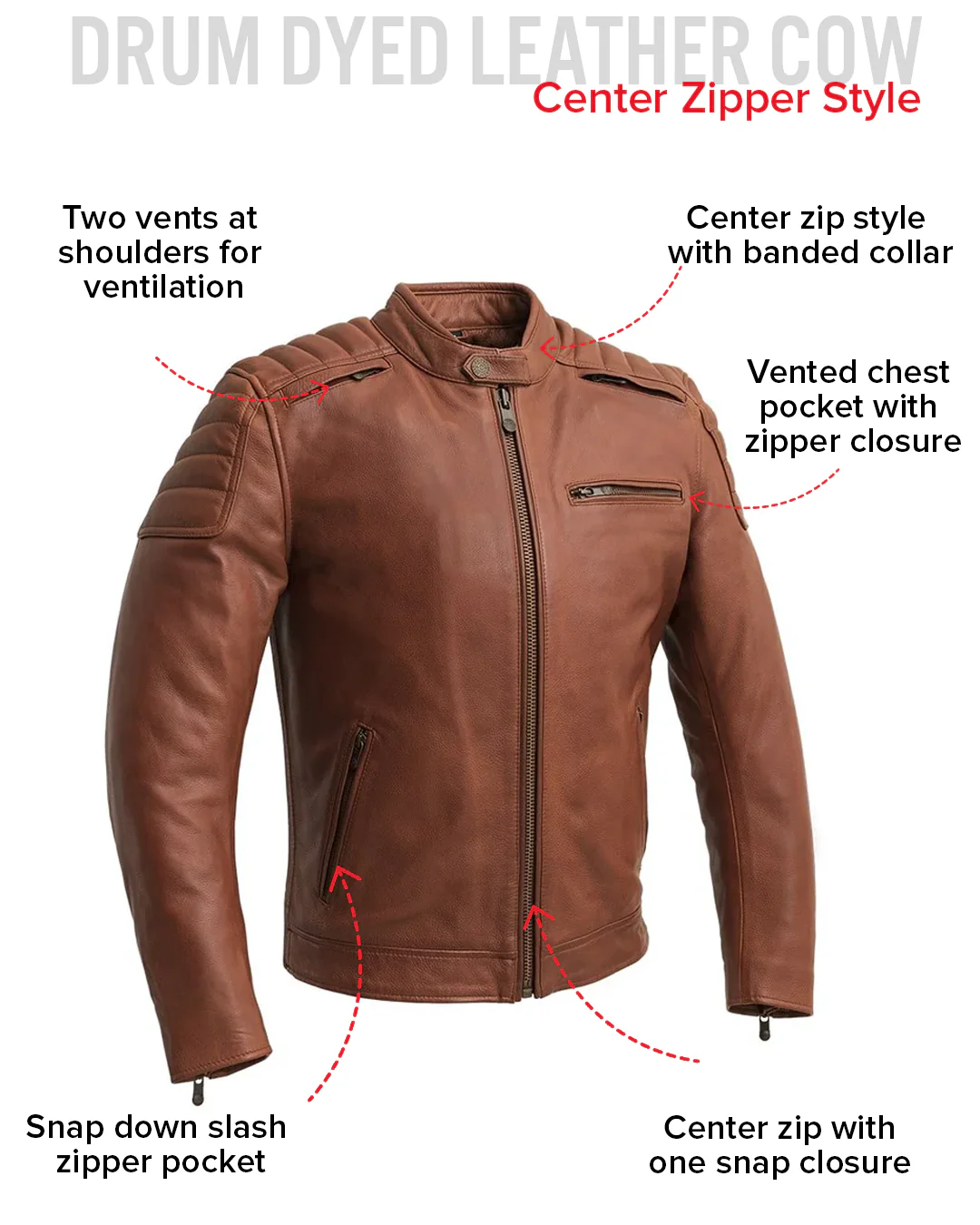 Crusader Men's Motorcycle Leather Jacket - Image 15