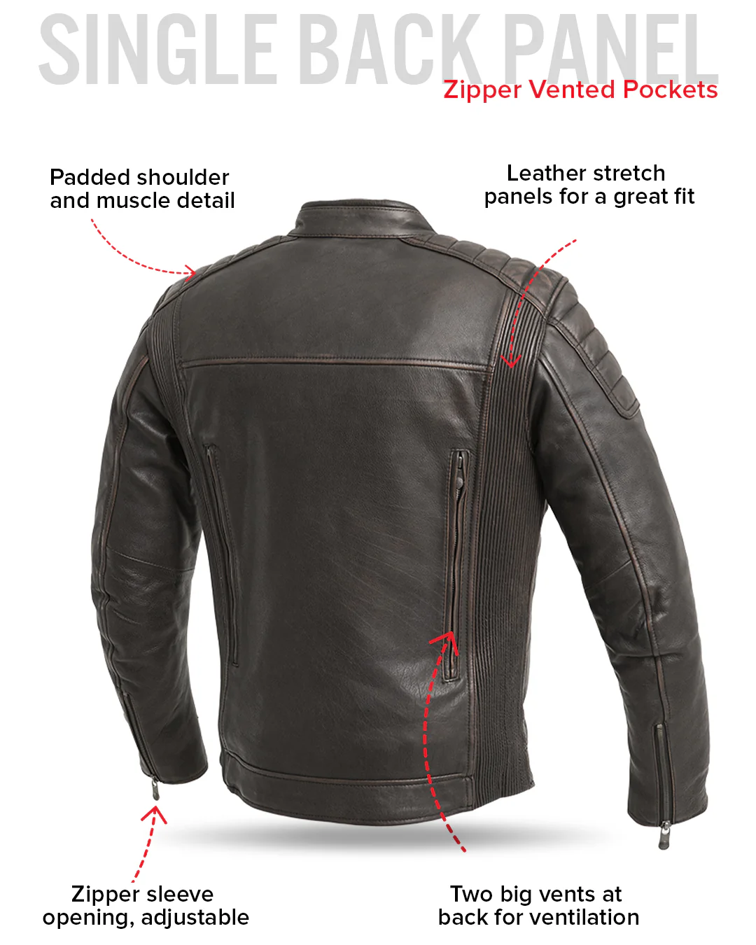 Crusader Men's Motorcycle Leather Jacket - Image 17