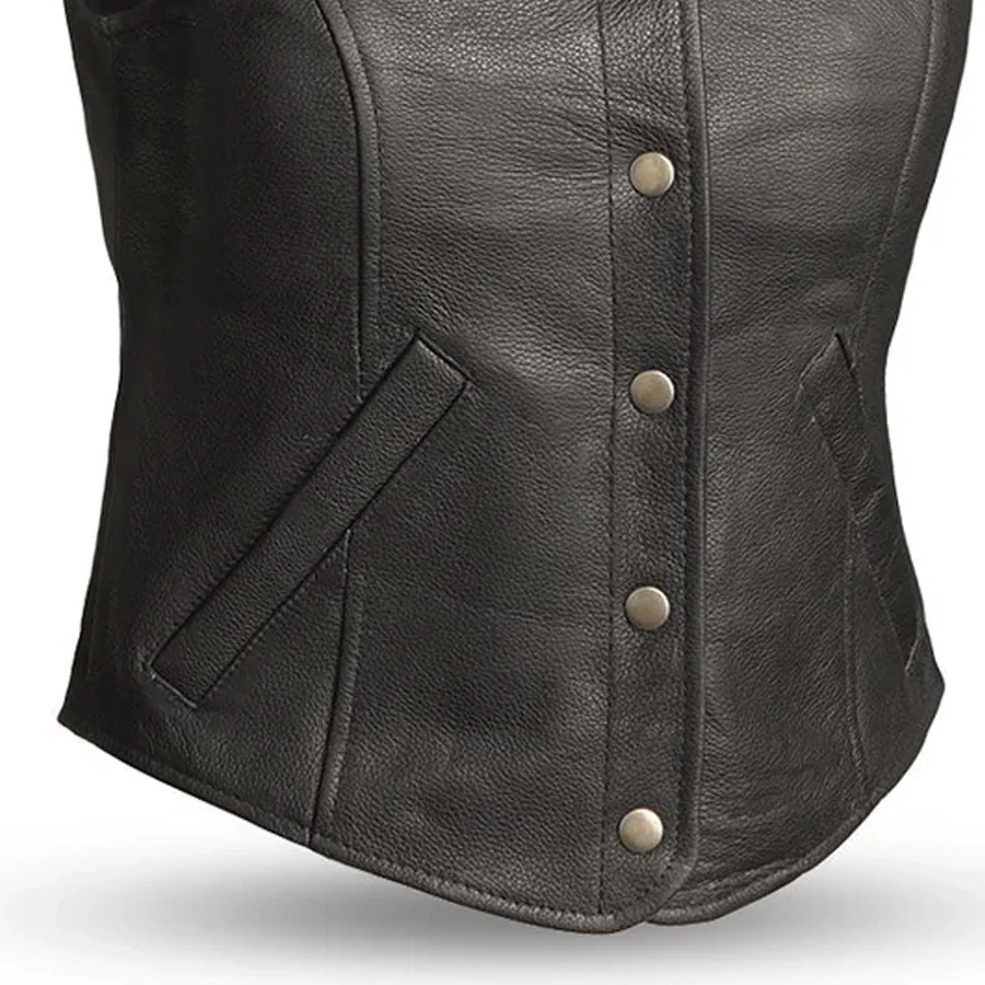 Derringer Women's Motorcycle Leather Vest - Image 4