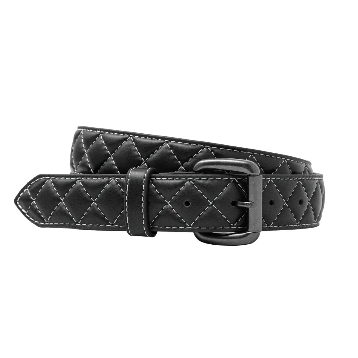 Diamond Quilted Leather Belt - Image 3