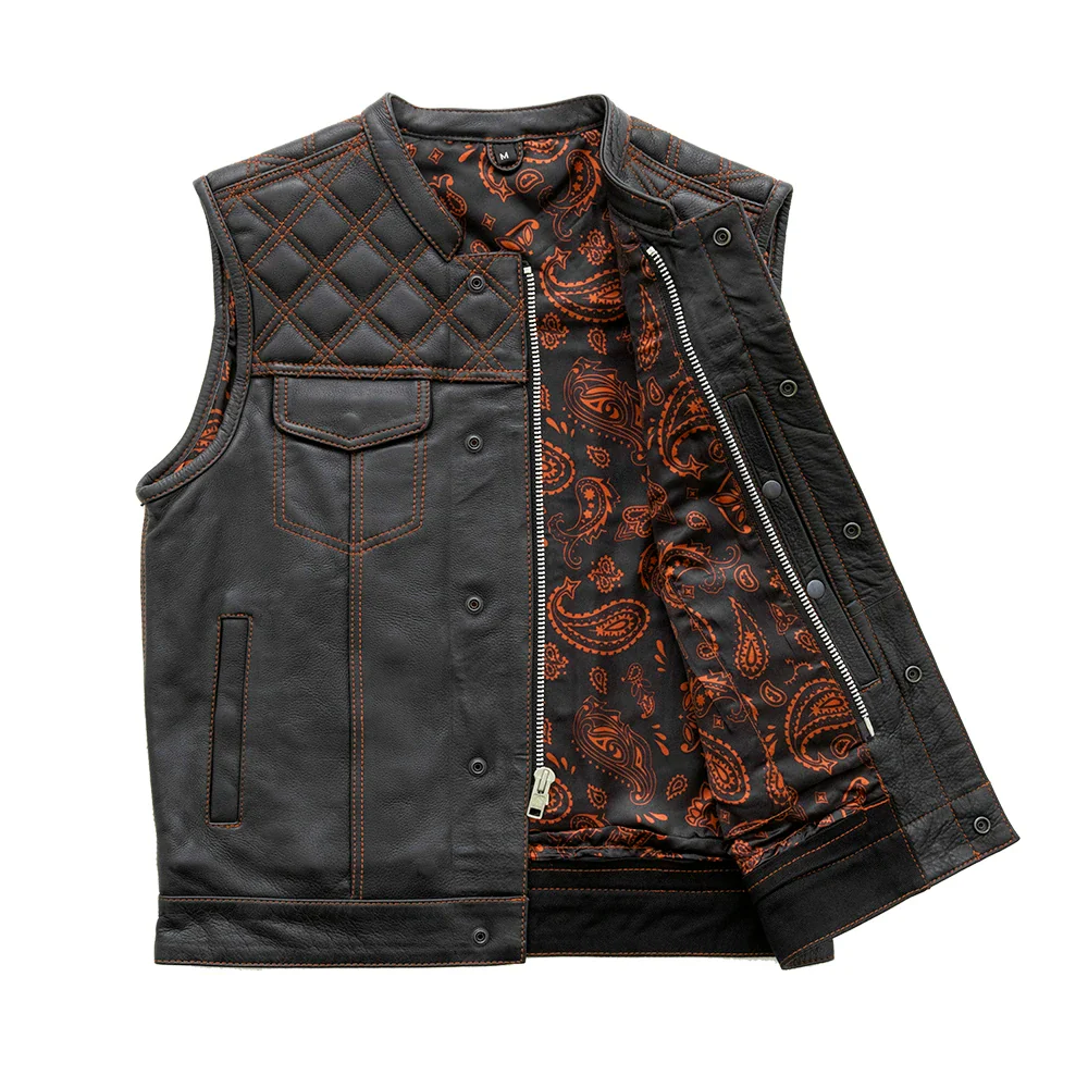 Downside Men's Motorcycle Leather Vest - Image 31