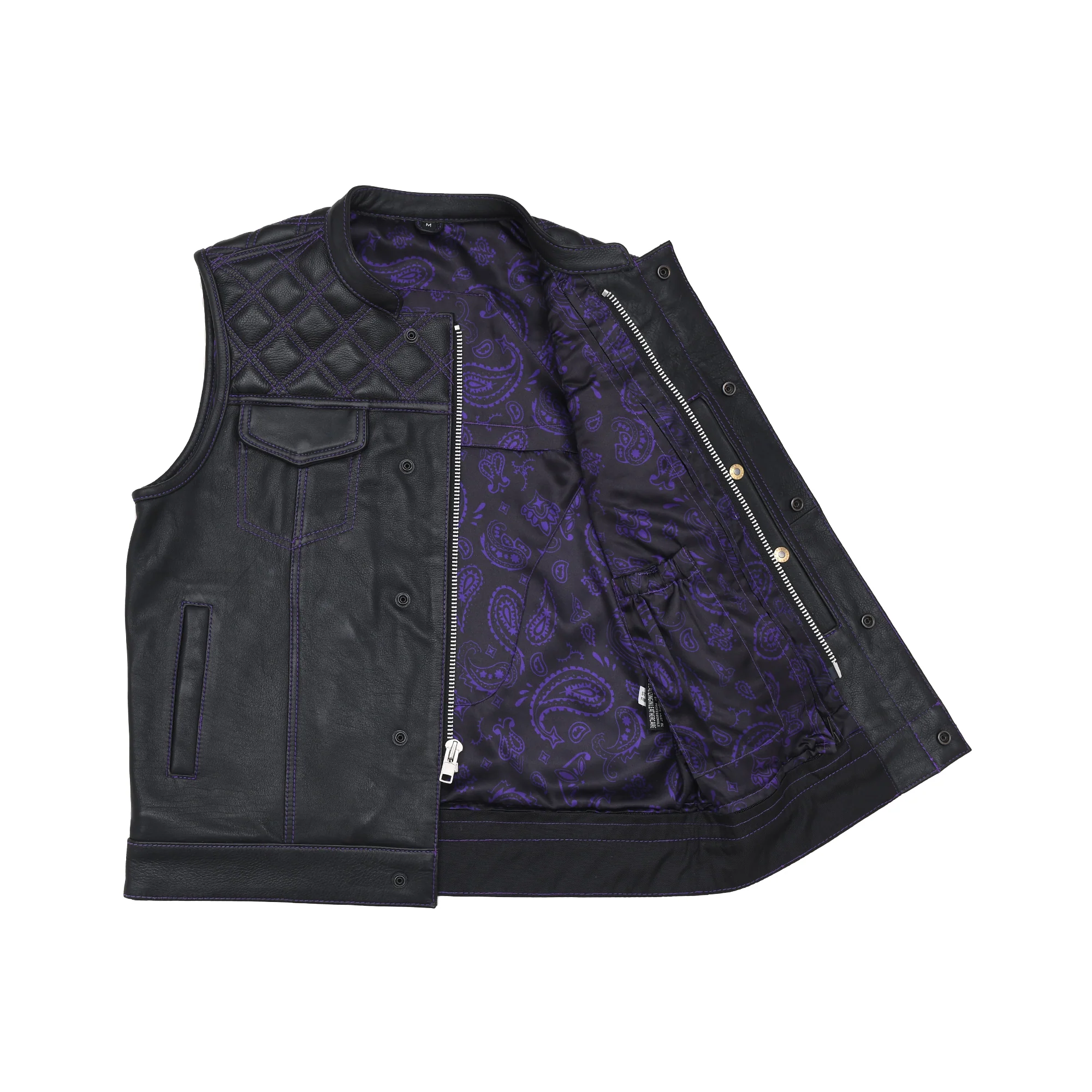 Downside Men's Motorcycle Leather Vest - Image 36