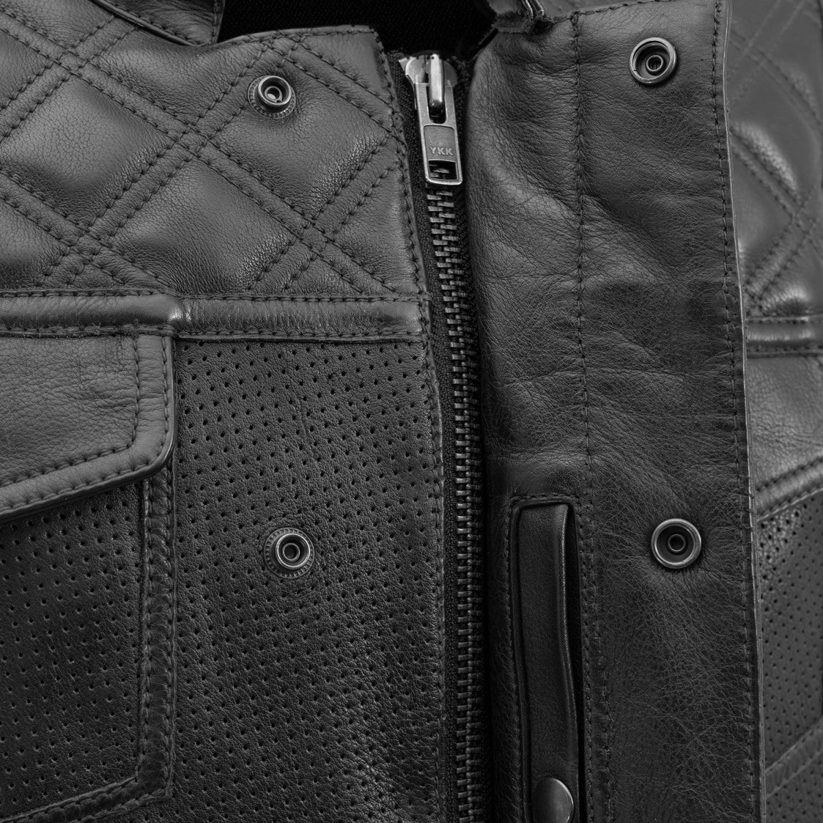 Downside Perforated Men's Motorcycle Leather Vest - Image 4