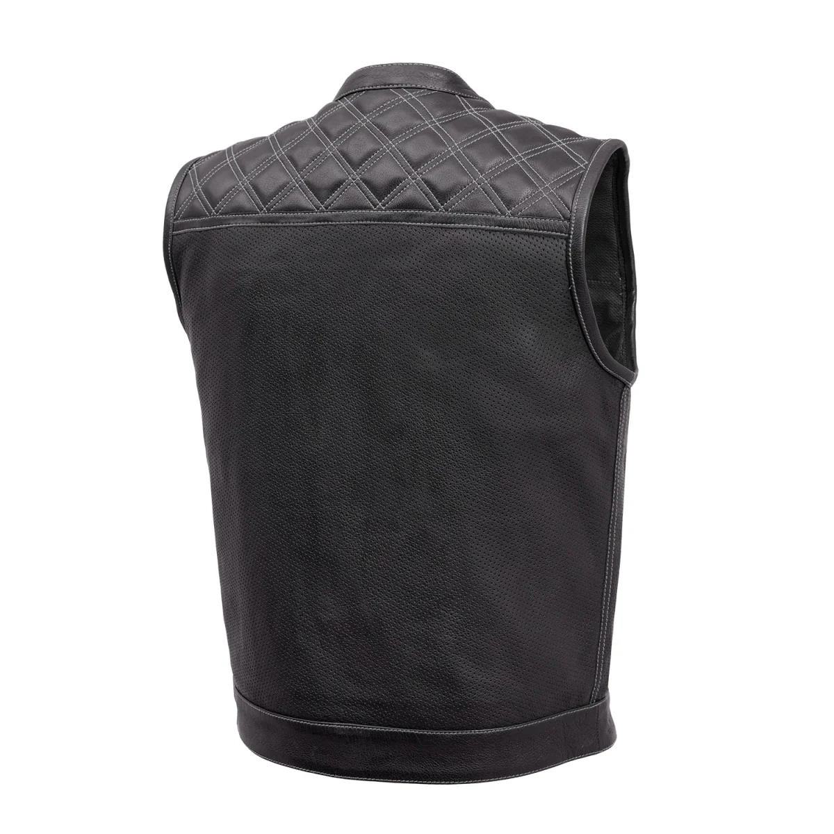 Downside Perforated Men's Motorcycle Leather Vest - Image 6