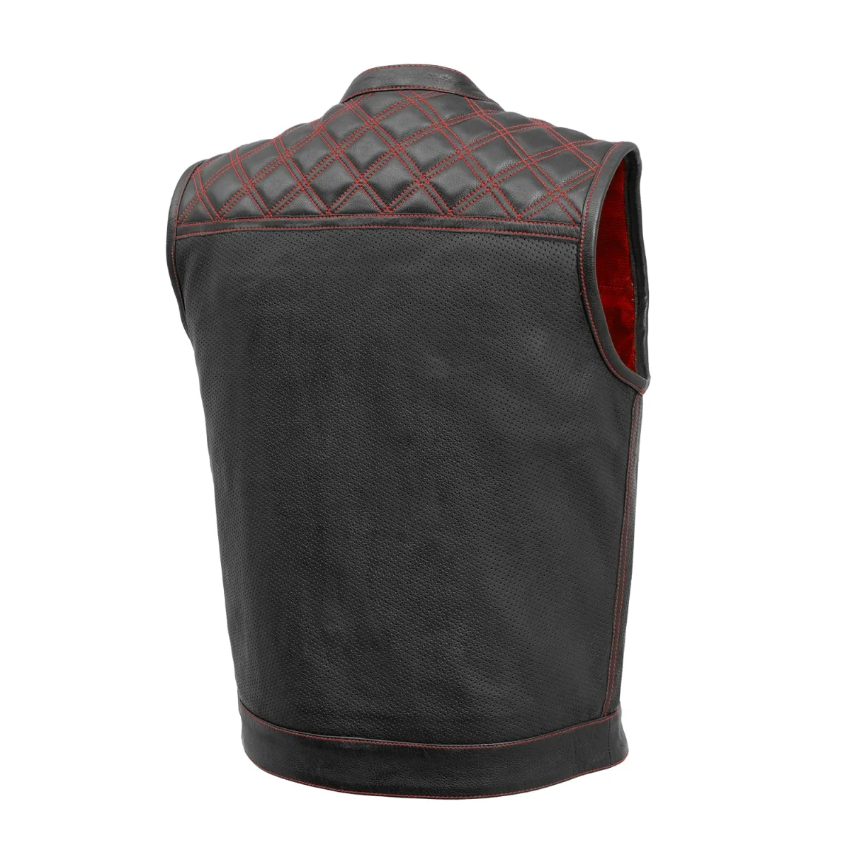 Downside Perforated Men's Motorcycle Leather Vest - Image 9