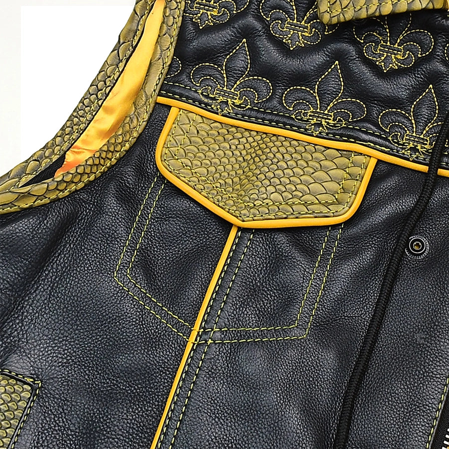 Dynasty Men's Club Style Leather Biker Vest - Image 5