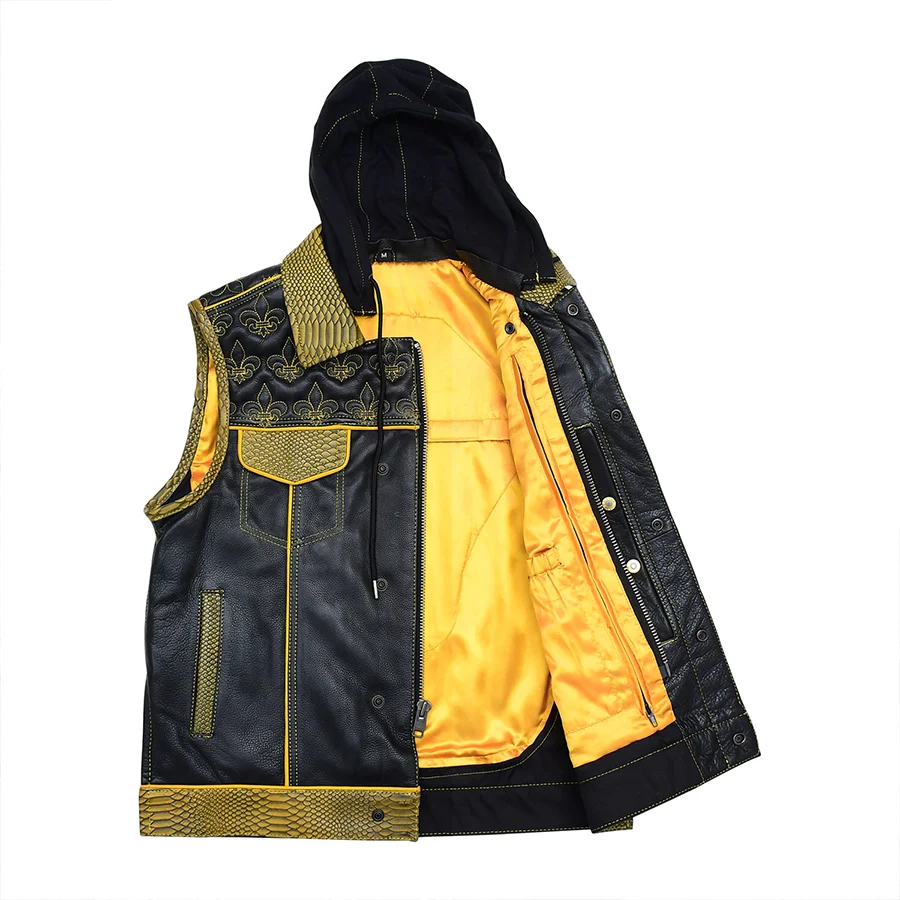 Dynasty Men's Club Style Leather Biker Vest - Image 6