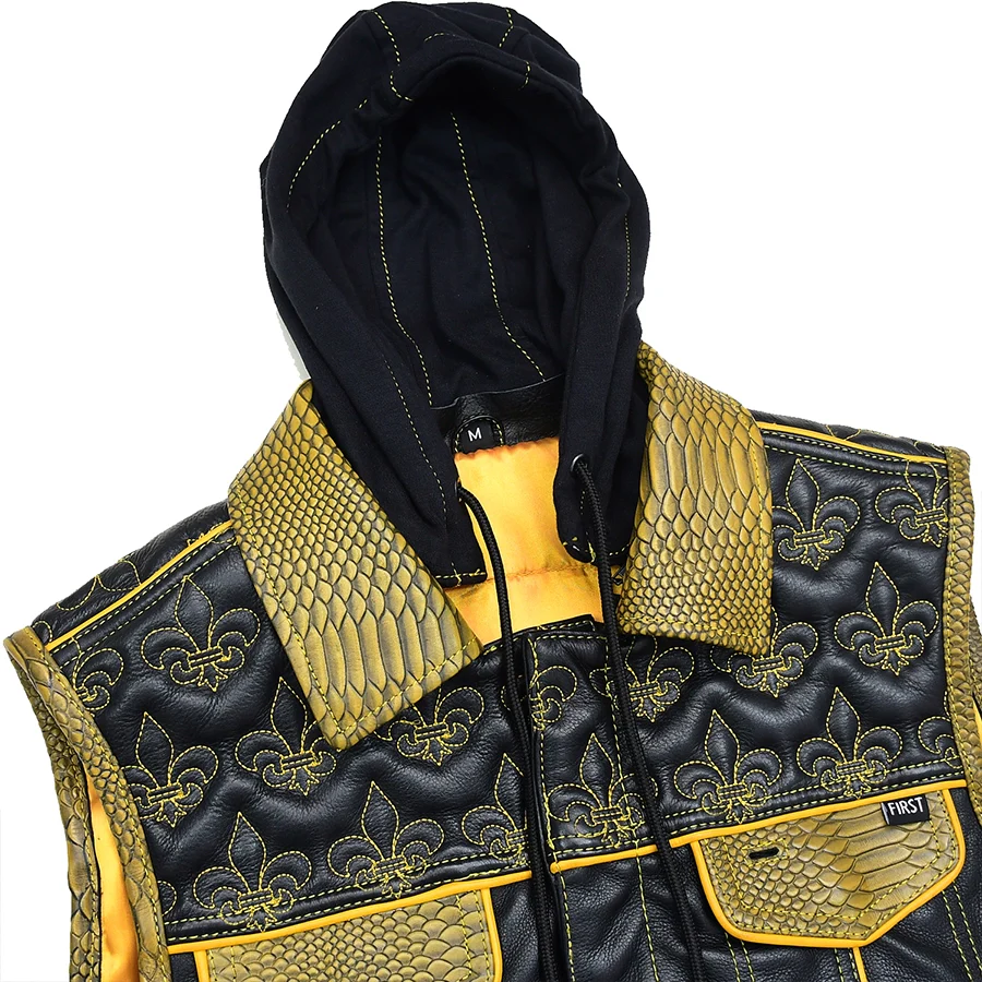 Dynasty Men's Club Style Leather Biker Vest - Image 9