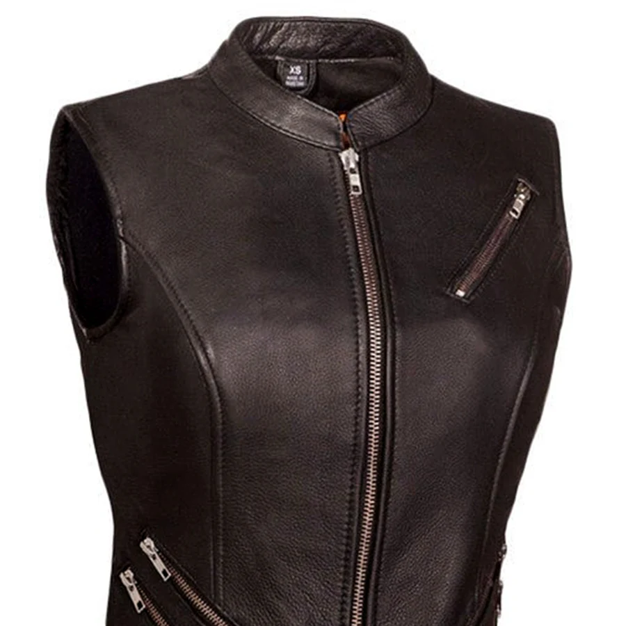 Fairmont Women's Motorcycle Leather Vest - Image 3