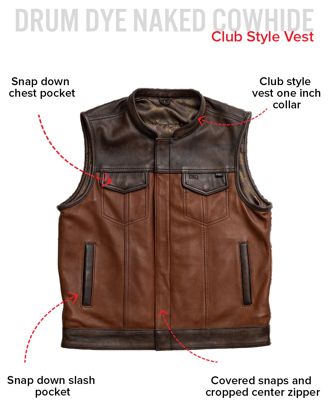 Gunner Men's Leather Motorcycle Vest (Limited Edition) - Image 5