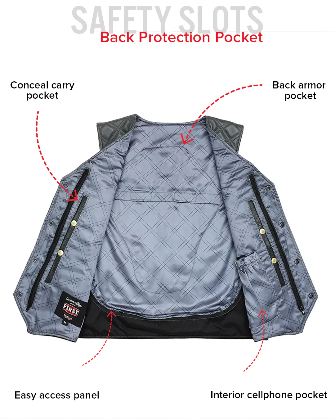 Hammer down Men's Western Style Leather Biker Vest - Image 10