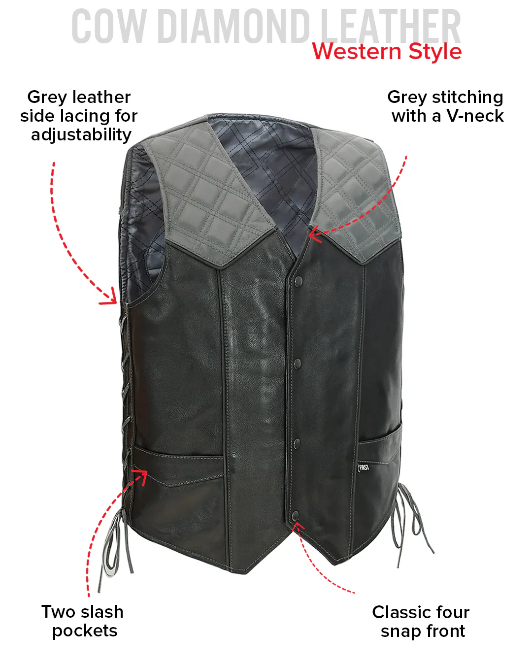 Hammer down Men's Western Style Leather Biker Vest - Image 9