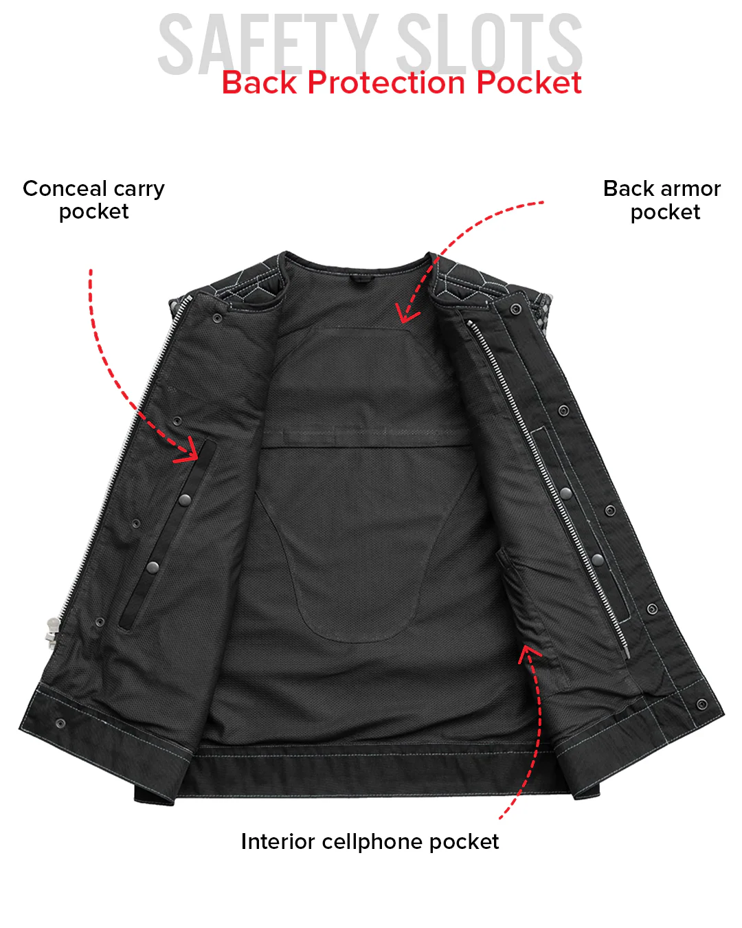 Hornet Moto Mesh Men's Club Style Vest - Image 25