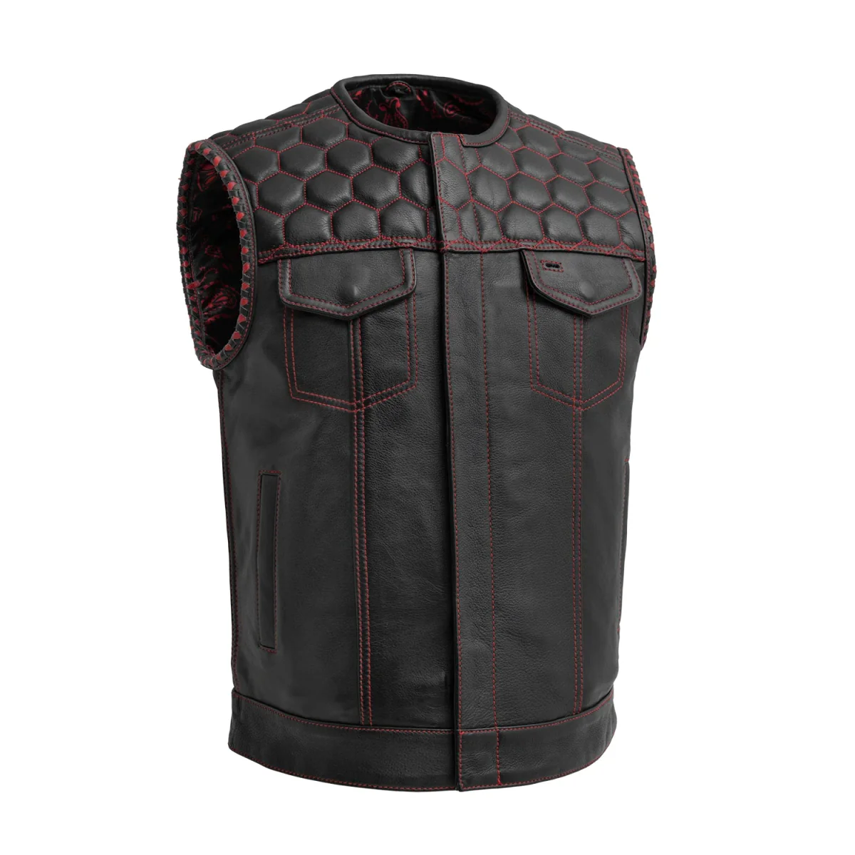 Hornet Men's Club Style Leather Vest - Image 11