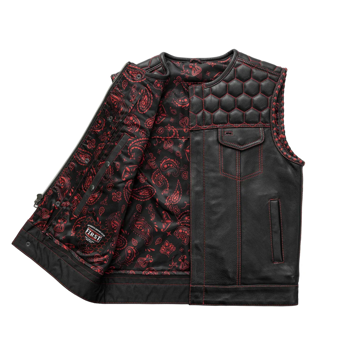 Hornet Men's Club Style Leather Vest - Image 13