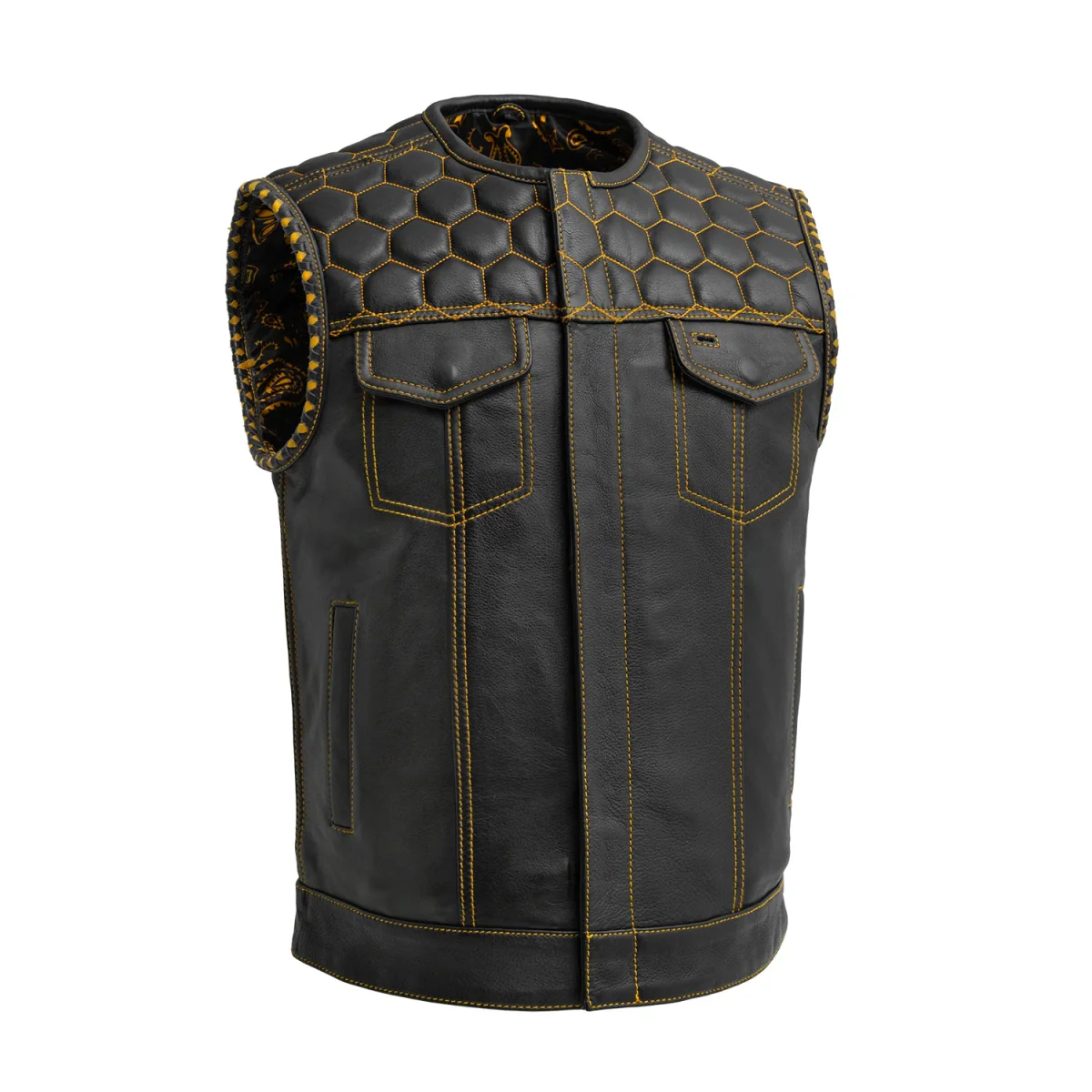 Hornet Men's Club Style Leather Vest - Image 16
