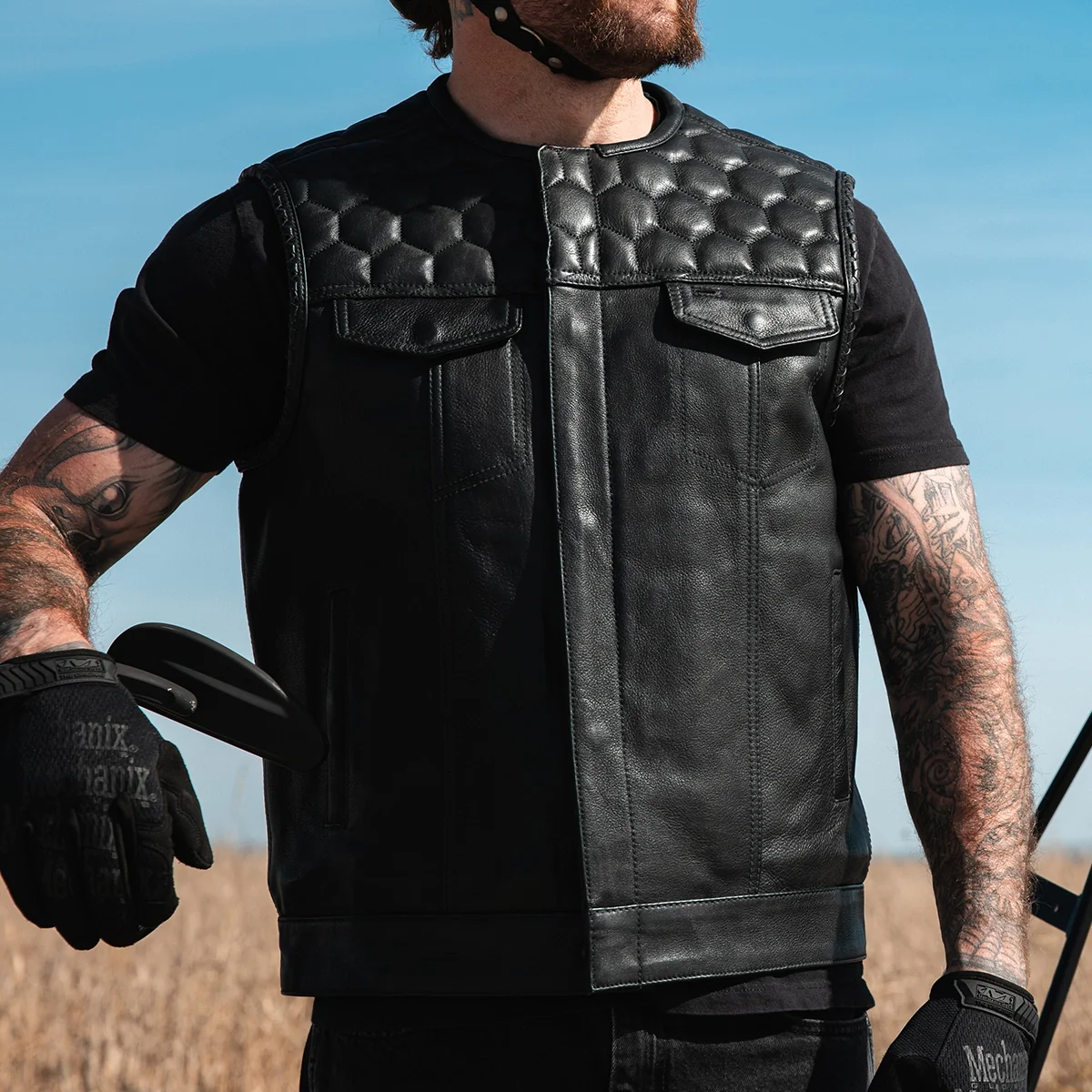 Hornet Men's Club Style Leather Vest - Image 21