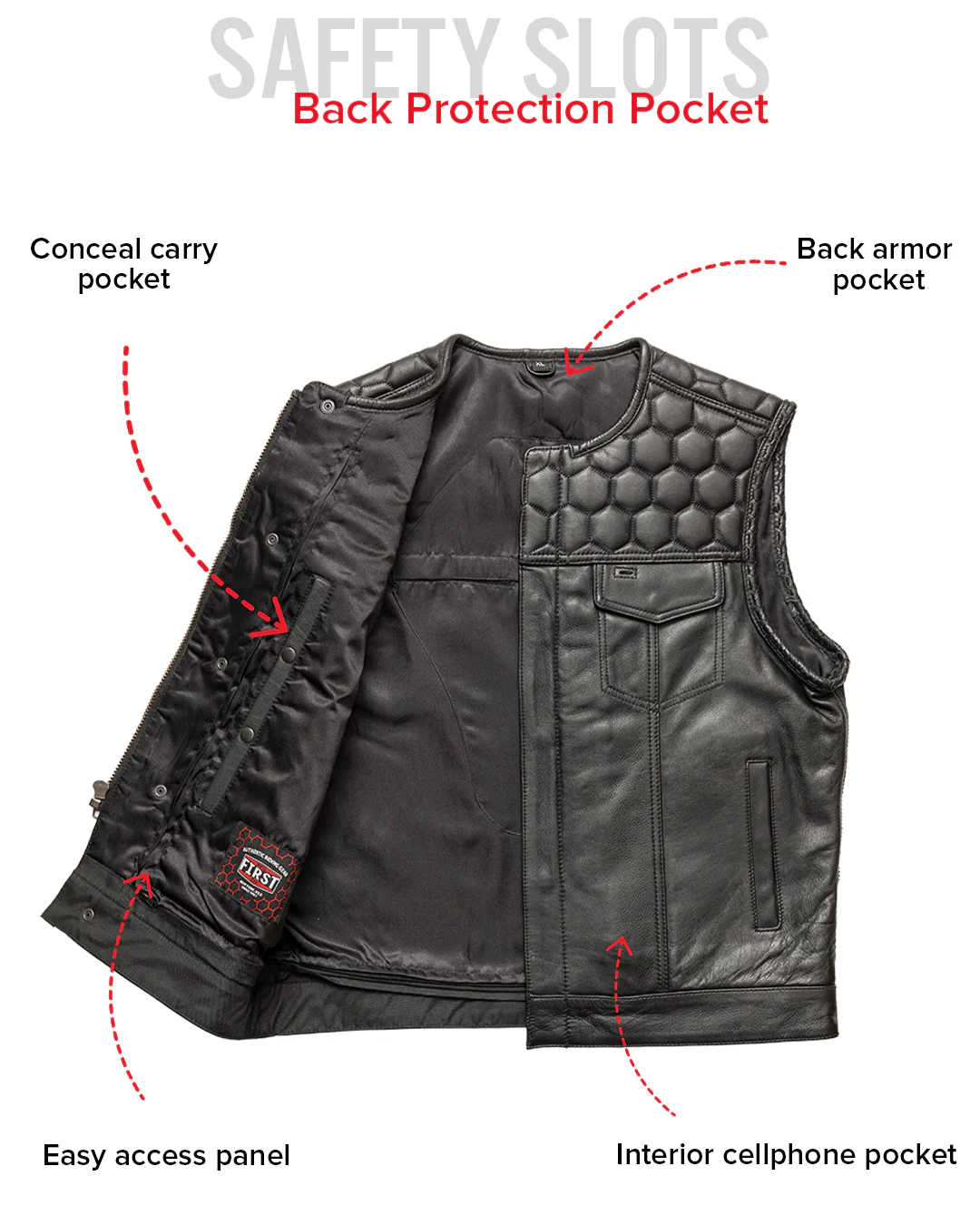 Hornet Men's Club Style Leather Vest - Image 26
