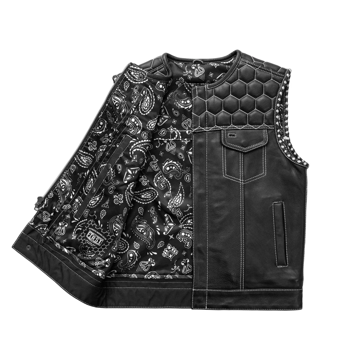 Hornet Men's Club Style Leather Vest - Image 3