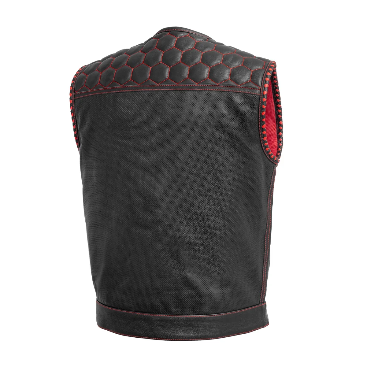 Hornet Perforated Men's Club Style Leather Vest - Image 12