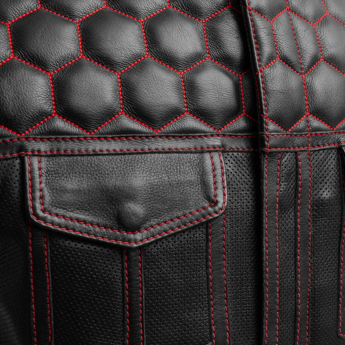 Hornet Perforated Men's Club Style Leather Vest - Image 13