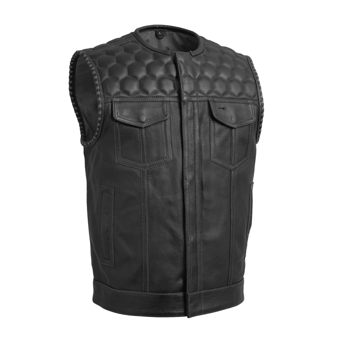 Hornet Perforated Men's Club Style Leather Vest - Image 6