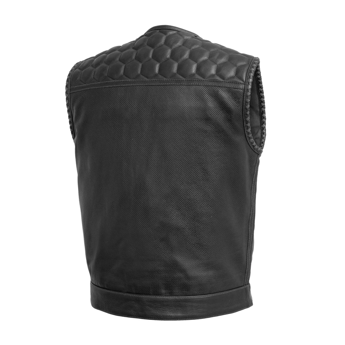Hornet Perforated Men's Club Style Leather Vest - Image 7