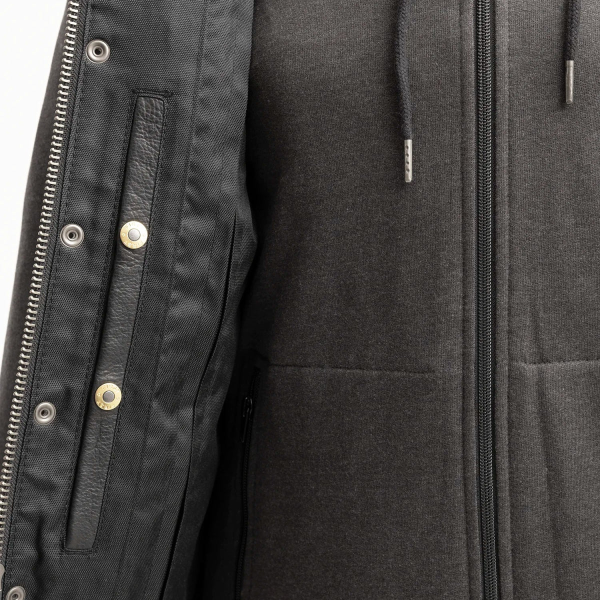 Kent Men's Motorcycle Leather Vest and Hoodie - Image 9