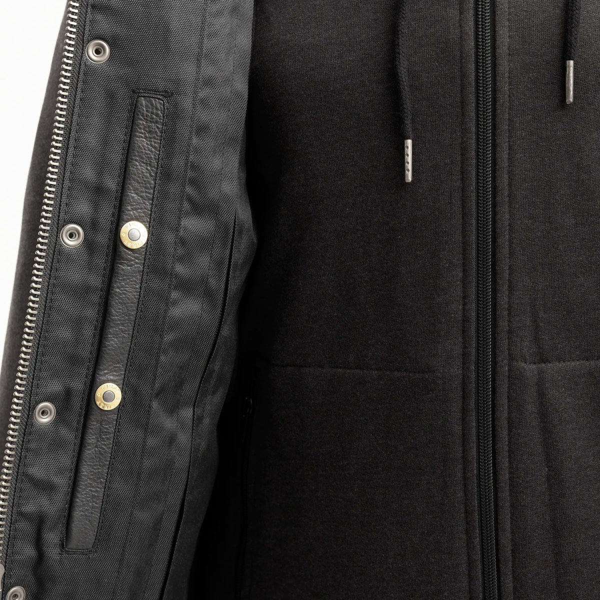 Kent Men's Motorcycle Leather Vest and Hoodie - Image 5