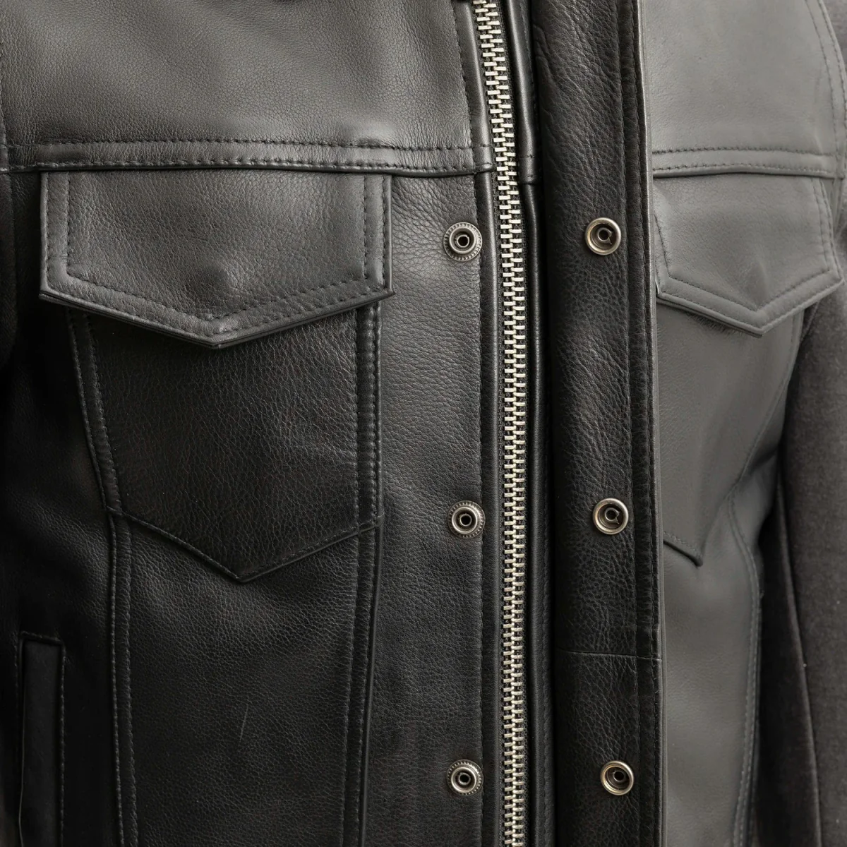Kent Men's Motorcycle Leather Vest and Hoodie - Image 10
