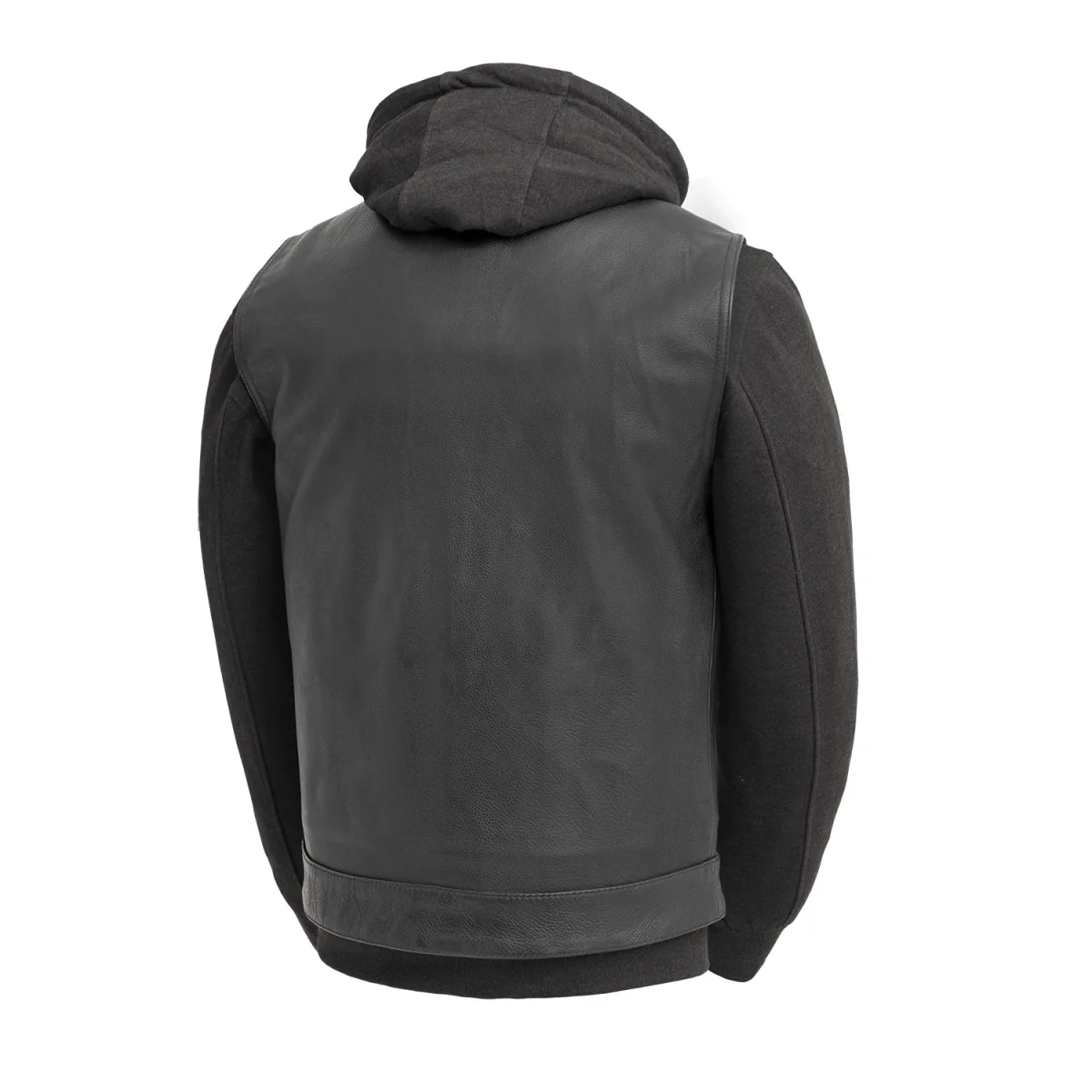 Kent Men's Motorcycle Leather Vest and Hoodie - Image 3