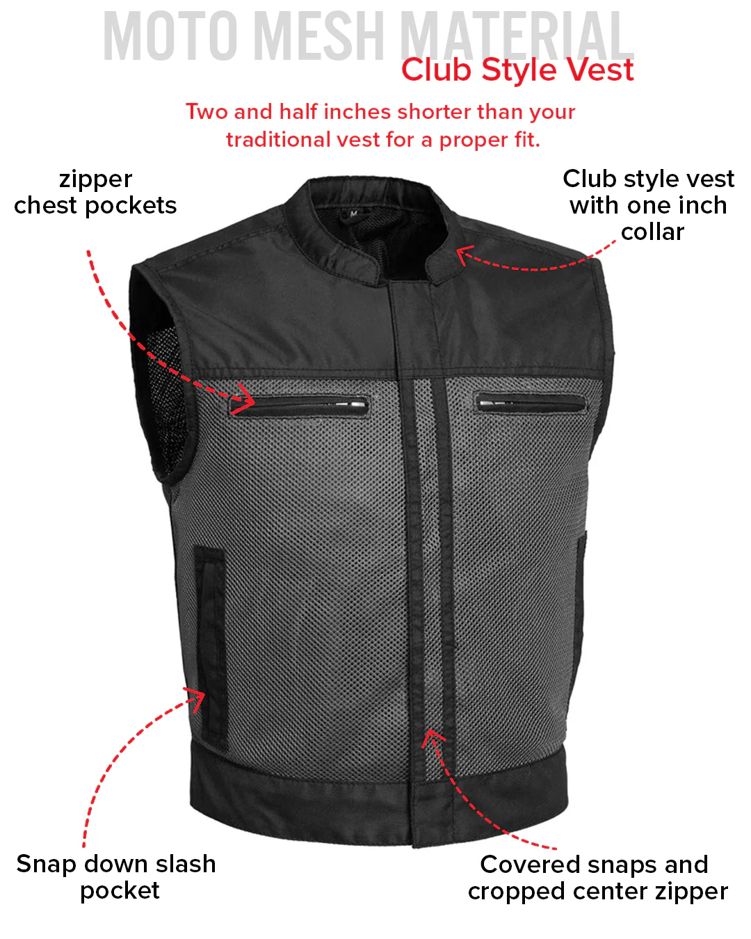 Lowrider Moto Mesh Men's Motorcycle Vest - Image 31