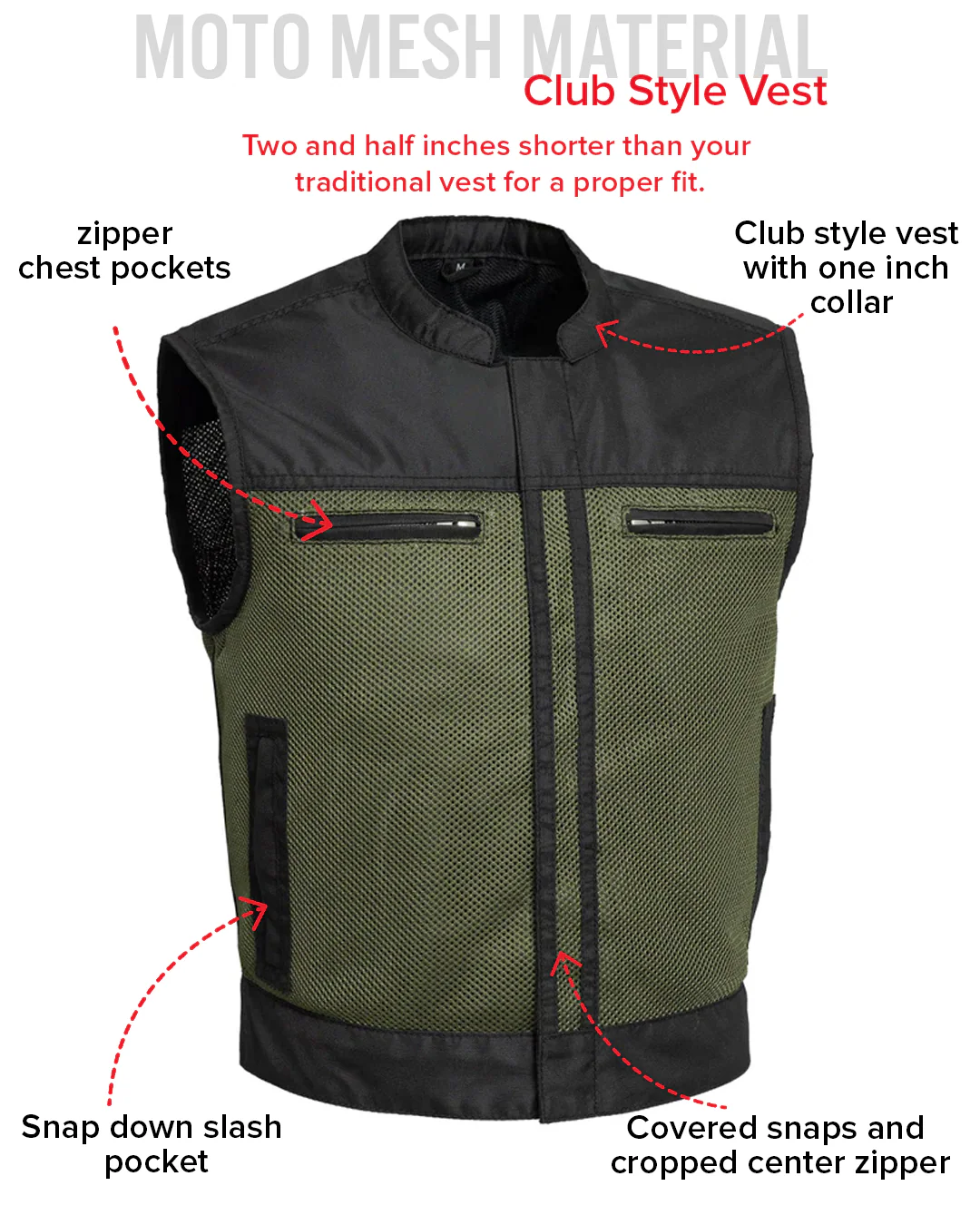 Lowrider Moto Mesh Men's Motorcycle Vest - Image 36