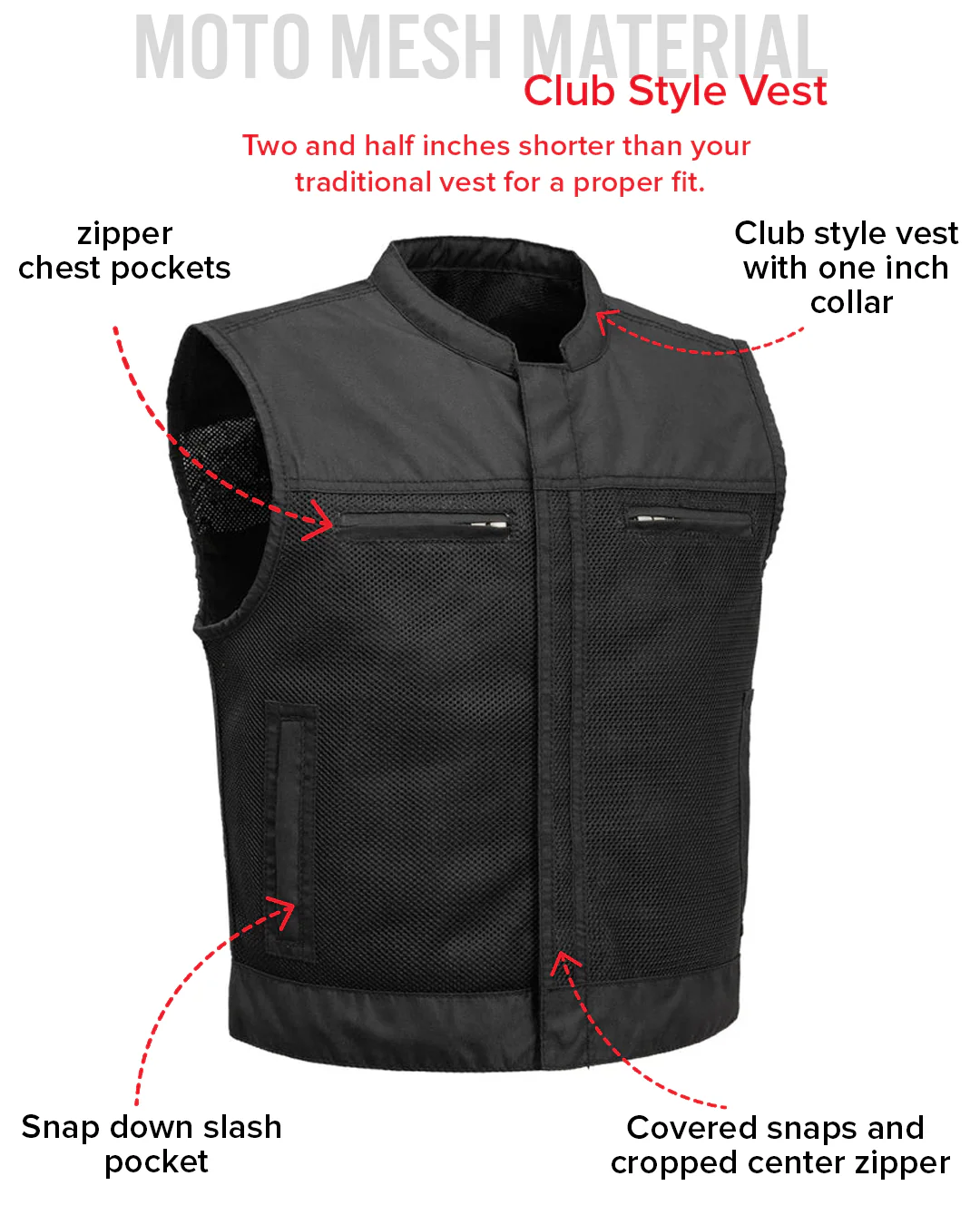 Lowrider Moto Mesh Men's Motorcycle Vest - Image 44