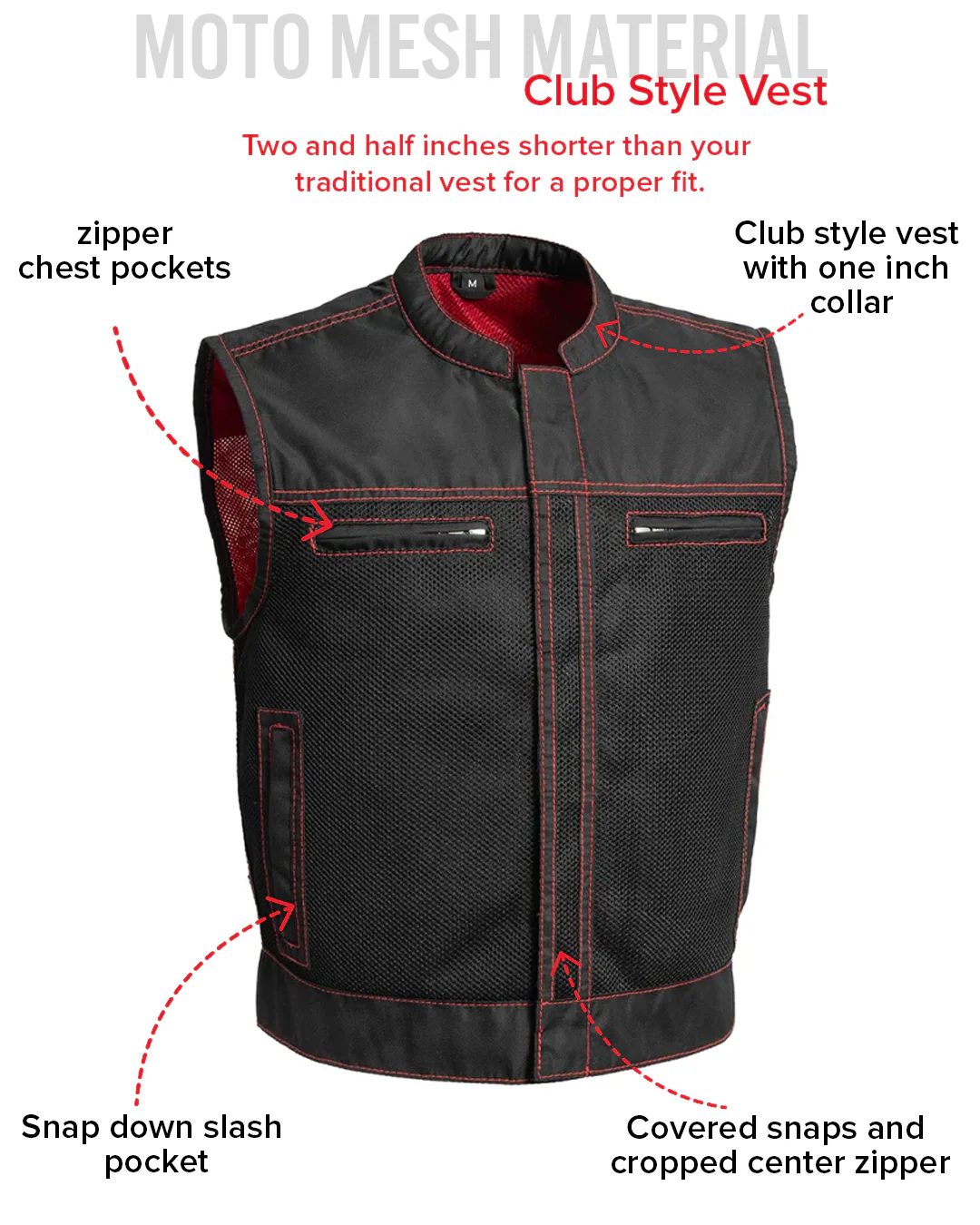 Lowrider Moto Mesh Men's Motorcycle Vest - Image 47