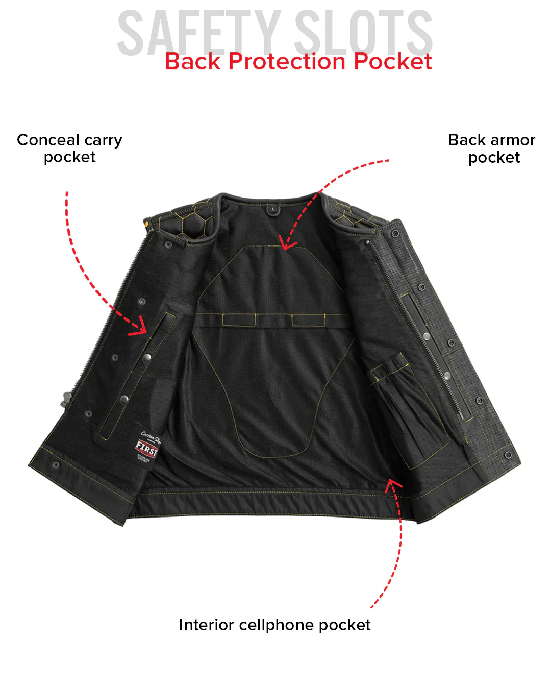 Lowside Hornet Perforated Men's Club Style Leather Vest - Image 5