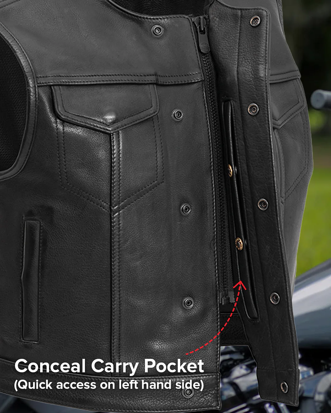 Lowside Men's Motorcycle Leather Vest - Image 10