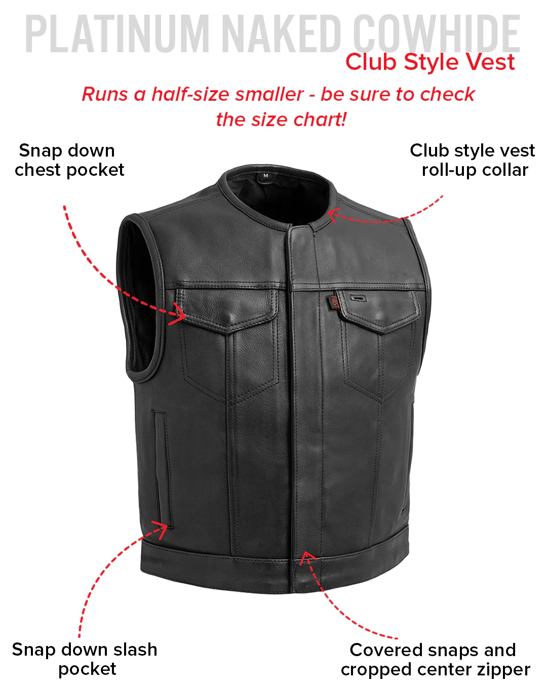 Lowside Men's Motorcycle Leather Vest - Image 7