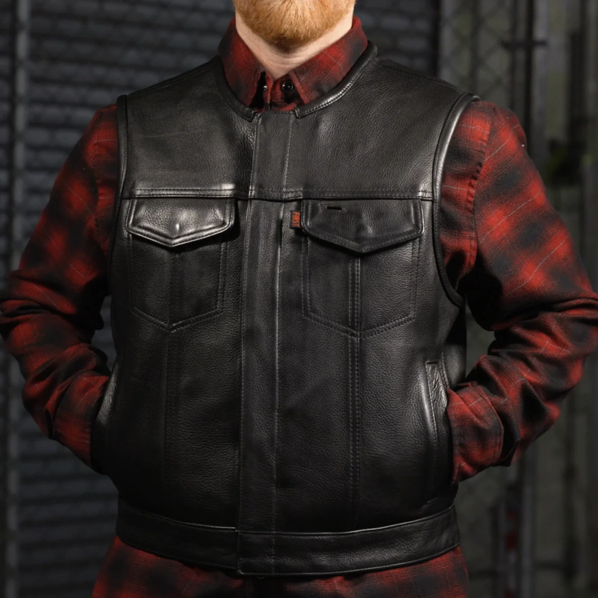 Lowside Men's Motorcycle Leather Vest - Image 6