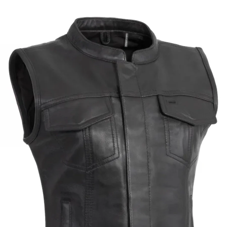 Ludlow Women's Motorcycle Leather Vest - Image 3