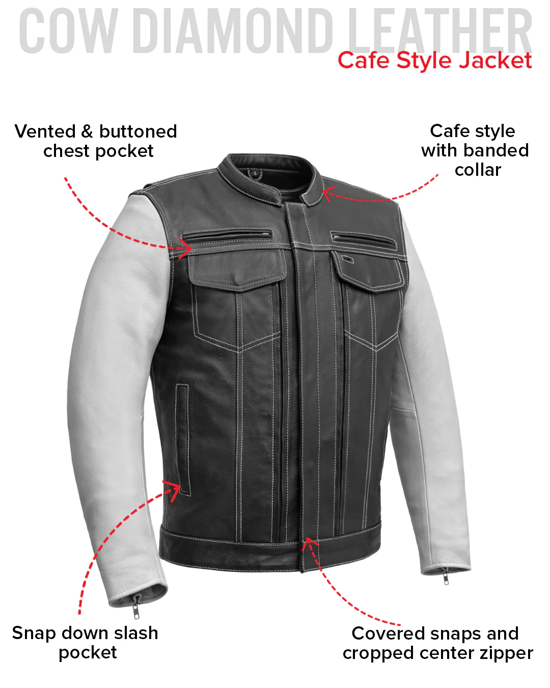 Vincent Men's Cafe Style Leather Jacket - Image 20