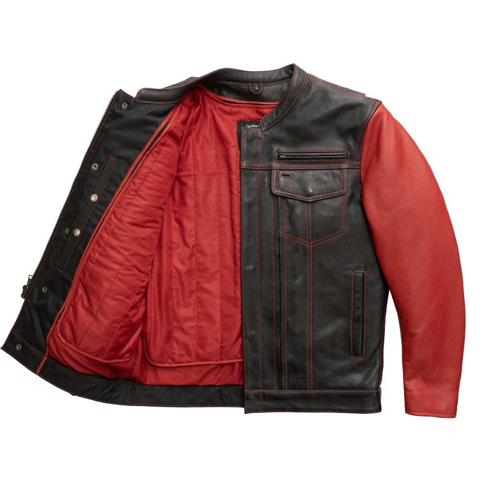 Vincent Men's Cafe Style Leather Jacket - Image 4